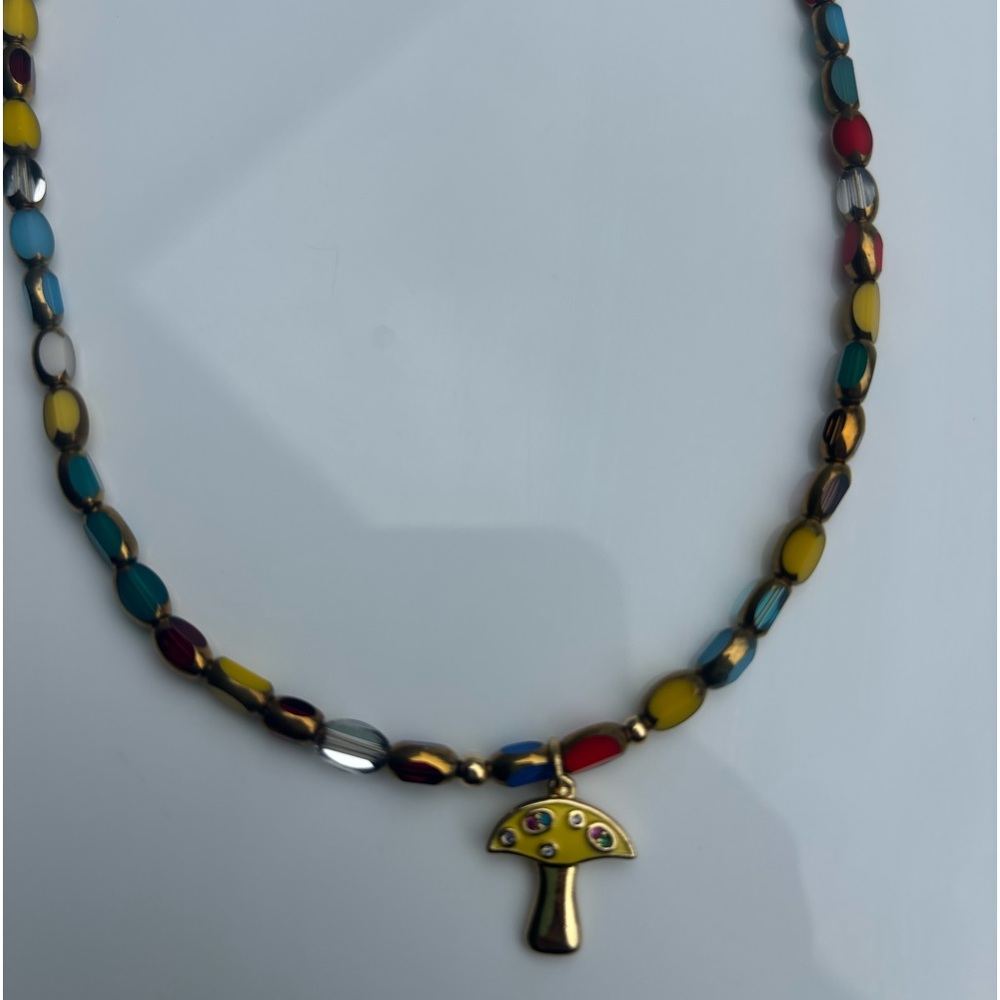 Yellow mushroom necklace!